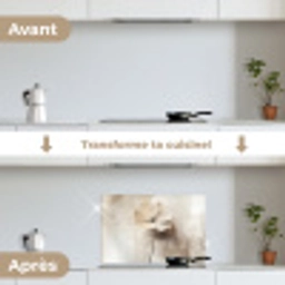 Bloem - Beige - Verf - Schaduw keuken achterwand spatscherm klein -voor_na_FR