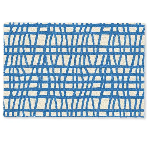 Ruitpatroon - Blauw - Crème Deurmat klein 898 -zkaufland3d