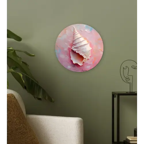 Schelp - Pastel - Pink Wandcirkel kunststof plaat 5mm dik klein -sfeer3