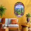 Doorkijk - Toscane - Landschap - Poort Wandcirkel Ovaal Glas middel -sfeer4