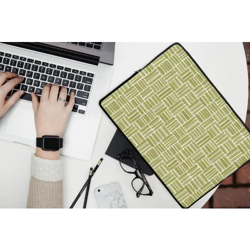 Vlecht - Patroon - Groen laptophoes neopreen klein 279 -bureau