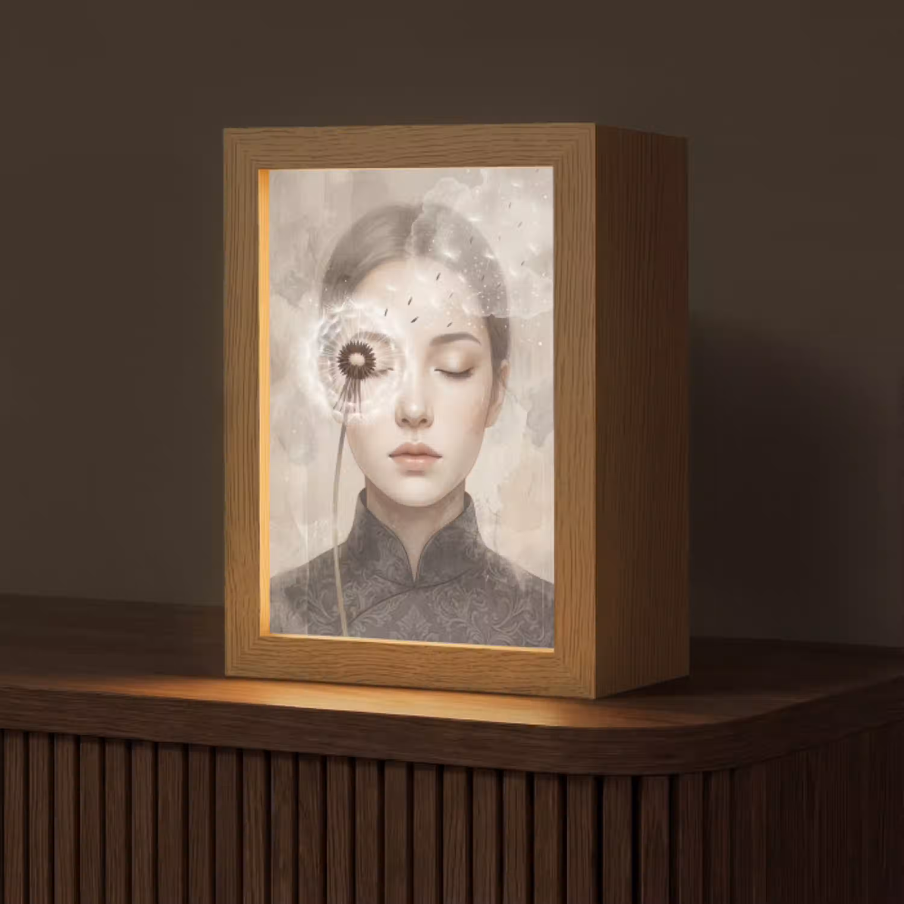Vrouw - Sereen - Grijs Light Box met kabel (Tafellamp) klein -z3d_website