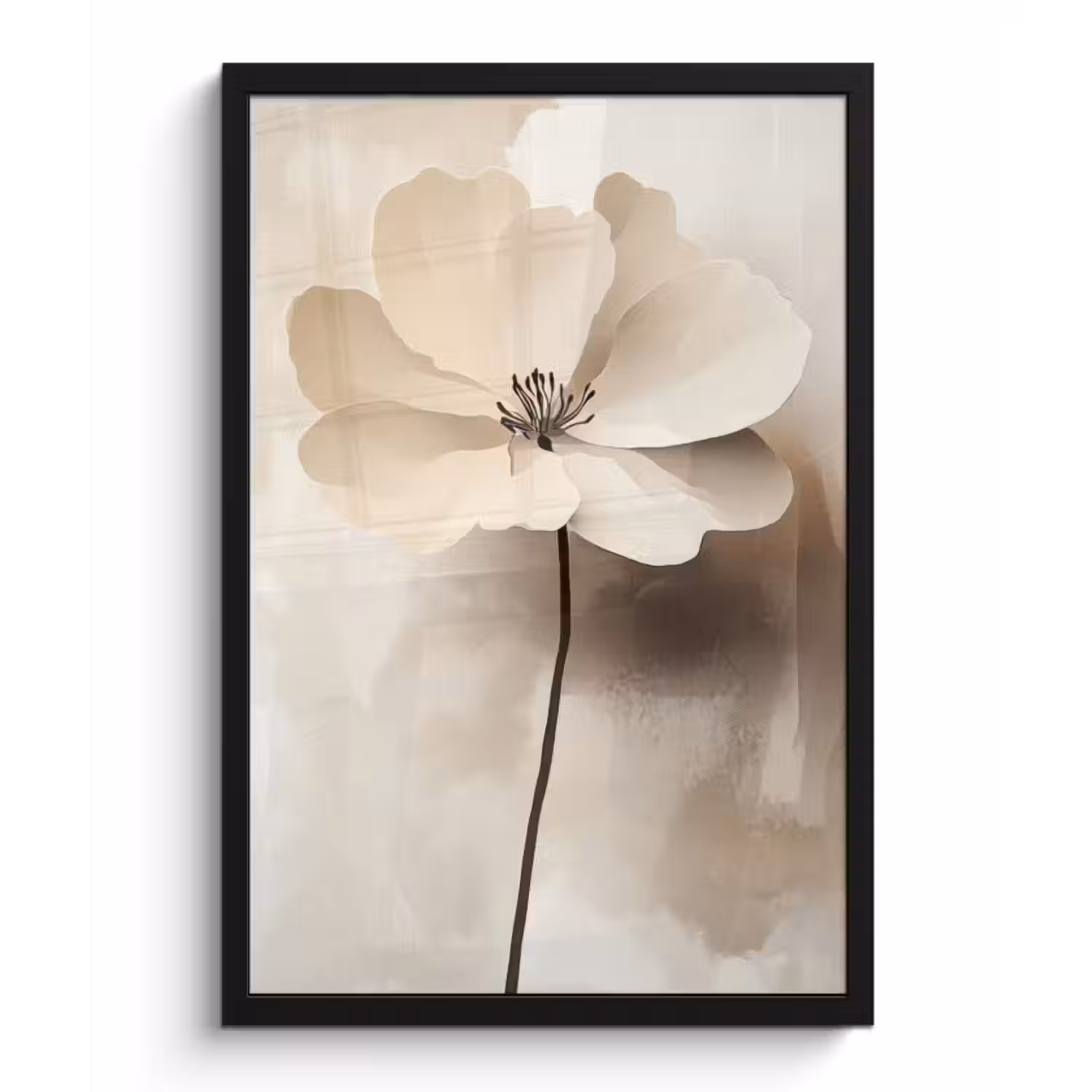 Poster met lijst - Bloem - Beige - Verf - Schaduw