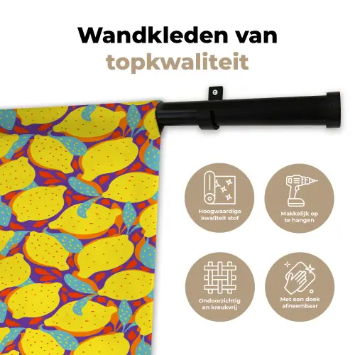 Citroenen - Geel - Stippen - Oranje Wandkleed katoen klein 269 -sfeer2