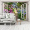 Hortensia - Doorkijk - Bloemen - Zomer - Paars - Pad fotobehang vinyl groot -woonkamer