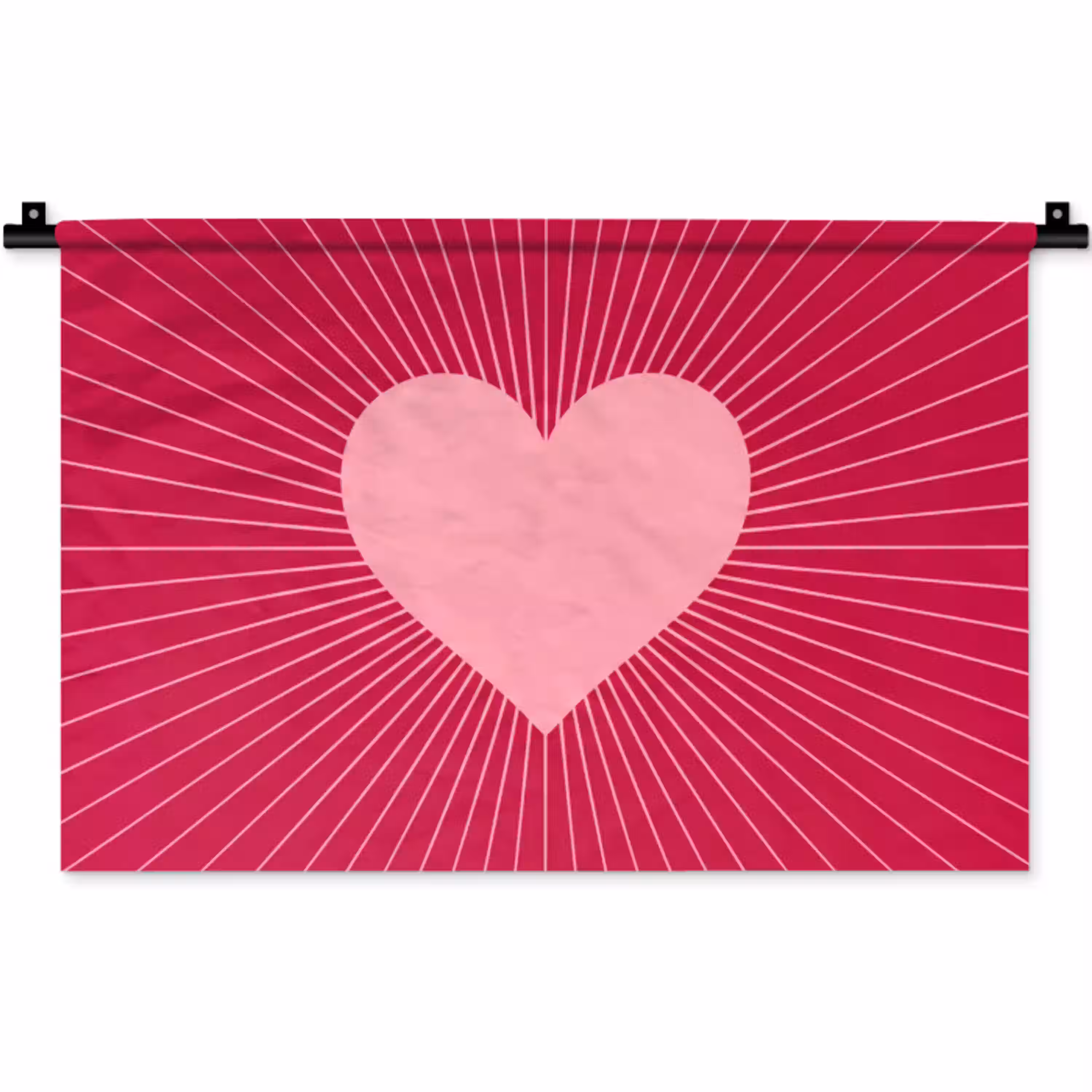 Hart - Stralen - Liefde - Abstract - Roze Wandkleed katoen klein -zz3d