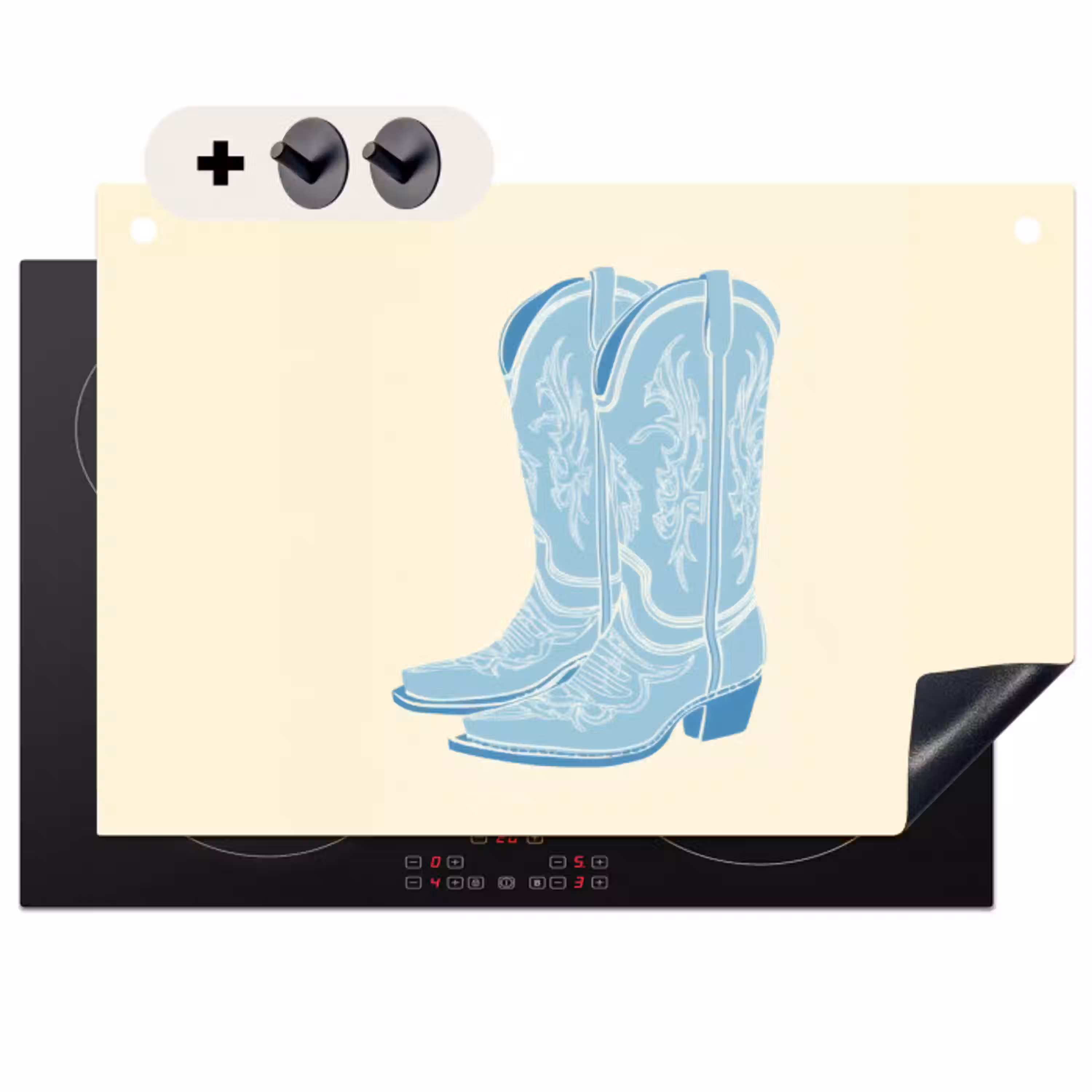 Illustratie - Cowboylaarzen - Patroon Inductie beschemer met haakjes klein -3d