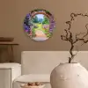 Doorkijk - Poort - Bloemen - Tuin Wandcirkel kunststof plaat 5mm dik klein -sfeer1