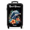 Dolfijn te Midden van Graffiti Bloemen NBS - Handbagage koffer - Kinderen Unisex middel -productfoto_recht