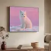 Poolvos - Sneeuw - Roze Textielframe zwart klein -sfeer3