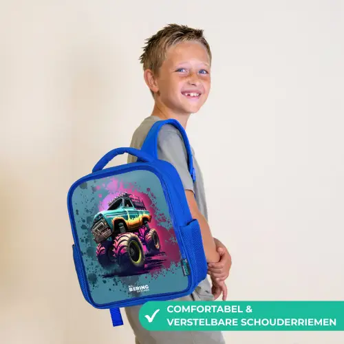 Monster Wheels Kinderrugzak - Blauw middel -sfeer3_NL