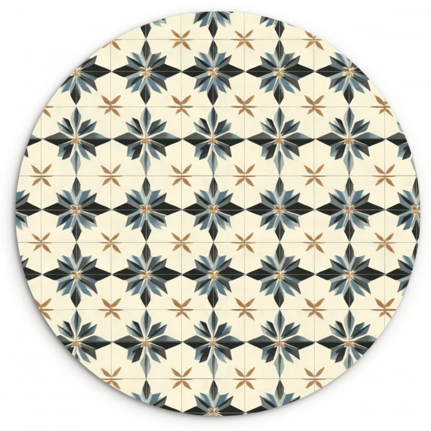 Sierlijk - Ornament - Blauw Wandcirkel kunststof plaat 5mm dik klein 188 -3d