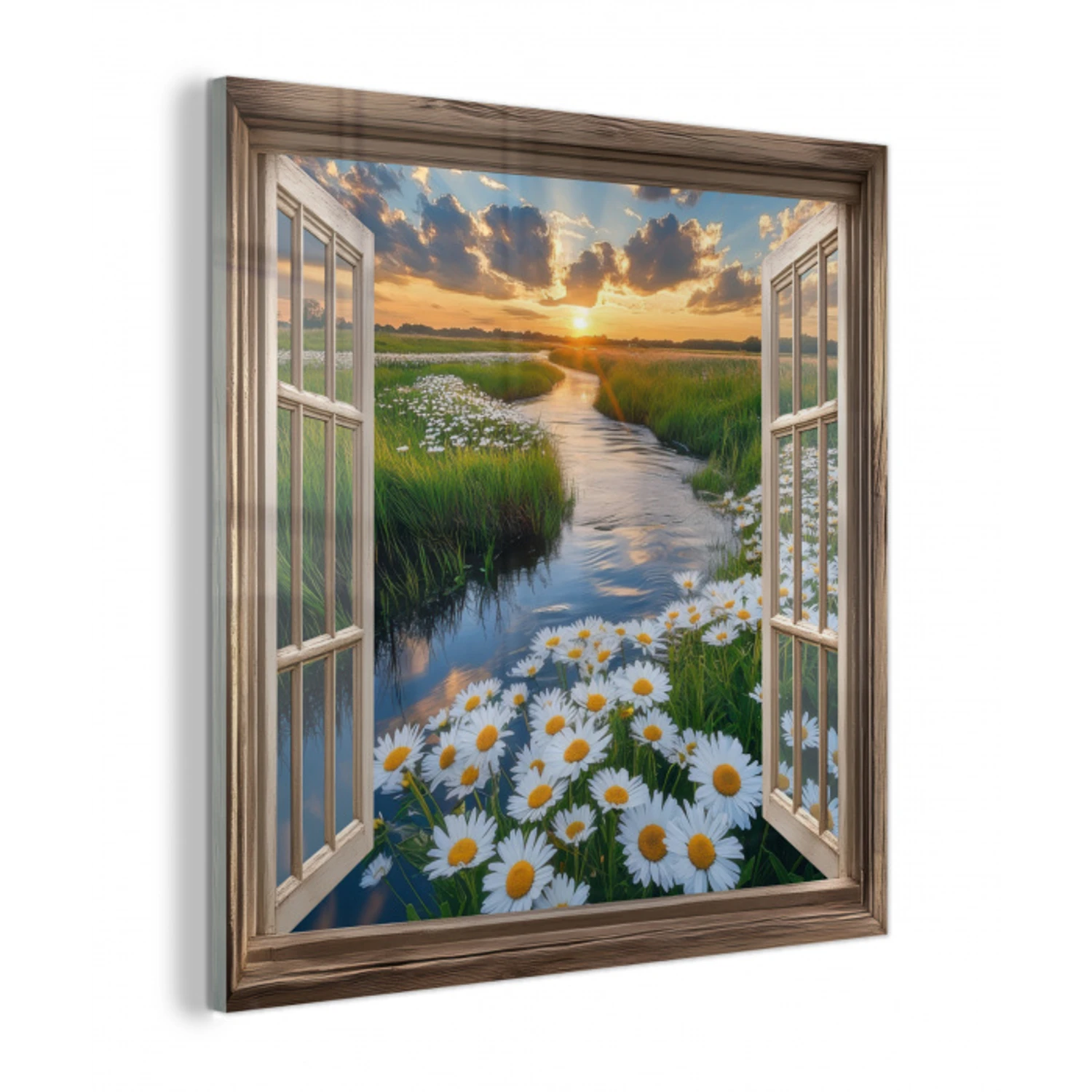 Doorkijk - Landschap - Raam - Water - Zonsondergang plexiglas 5mm klein -z3d