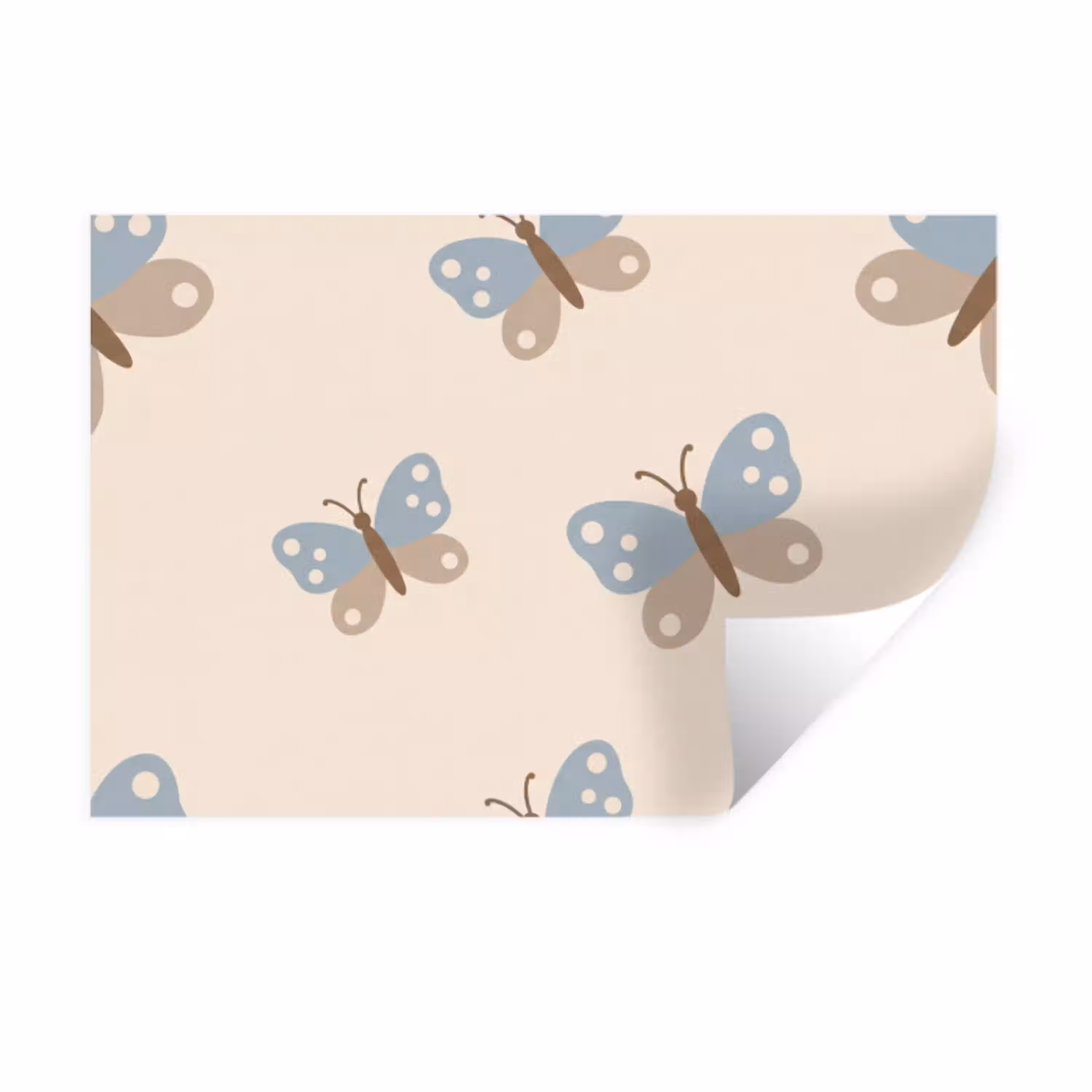 Insect - Vlinderpatroon - Abstract - Blauw - Beige Muursticker klein -3d