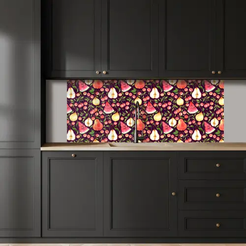 Donker - Bladeren - Fruit - Patroon keuken achterwand 2 middel 871 -sfeer1