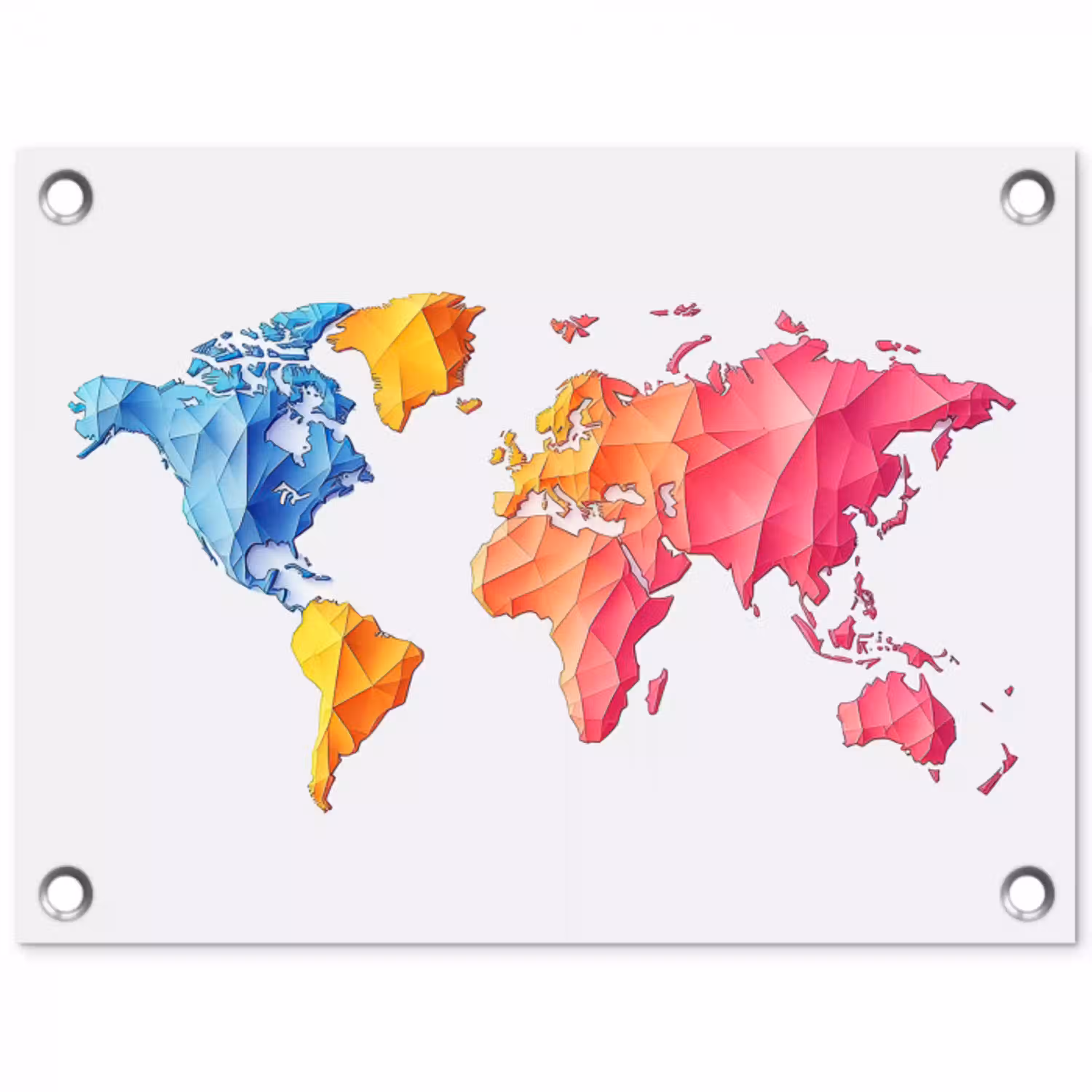 Wereldkaart - Kleurrijk - Geometrisch tuinposter los doek klein -3d