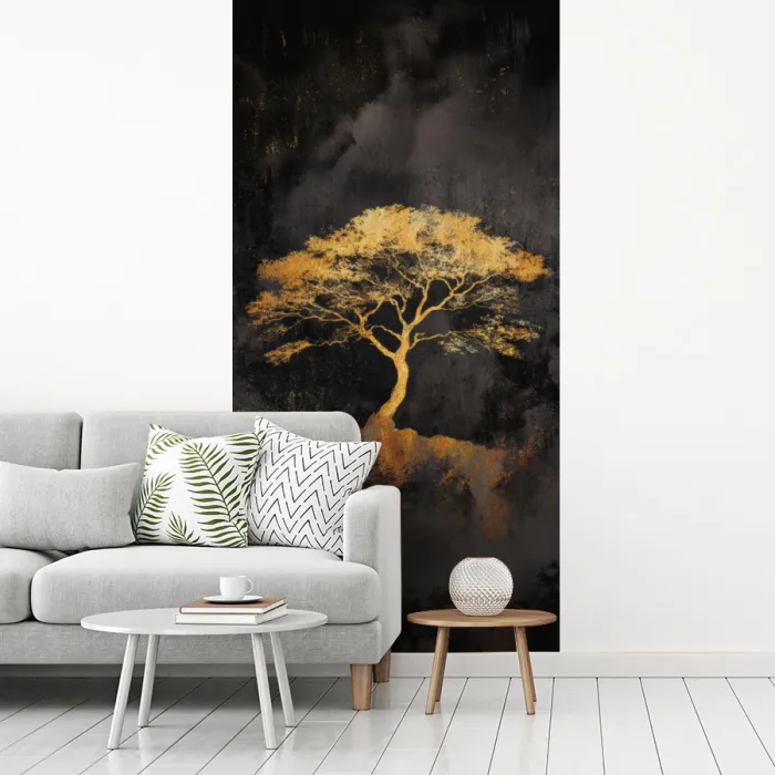 Boom - Schilderij - Goud - Abstract fotobehang vinyl groot -woonkamer