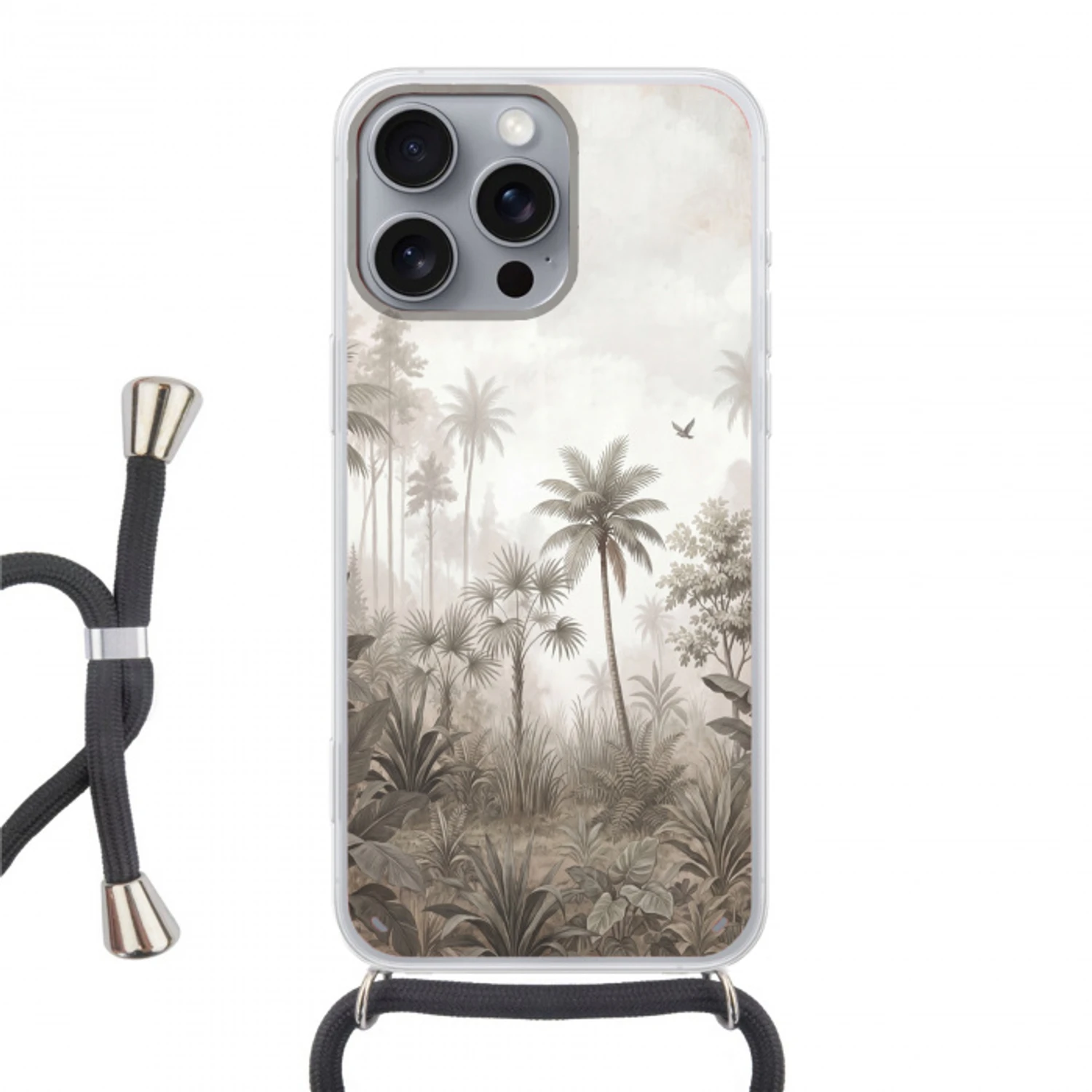 Jungle - Palmbomen - Natuur Hoesje iPhone 16 Pro Max met koord klein -3d