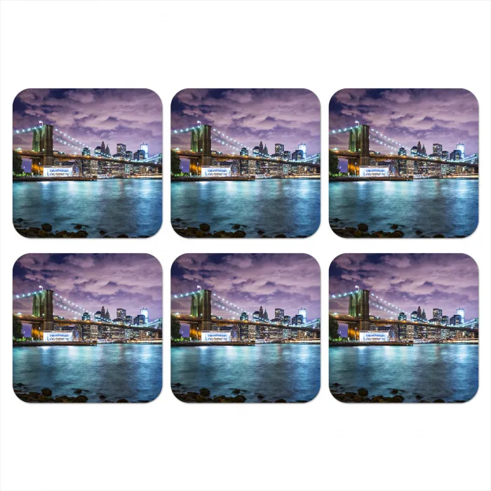 New York - Skyline - Stad - Kleuren onderzetter kurk middel -3d