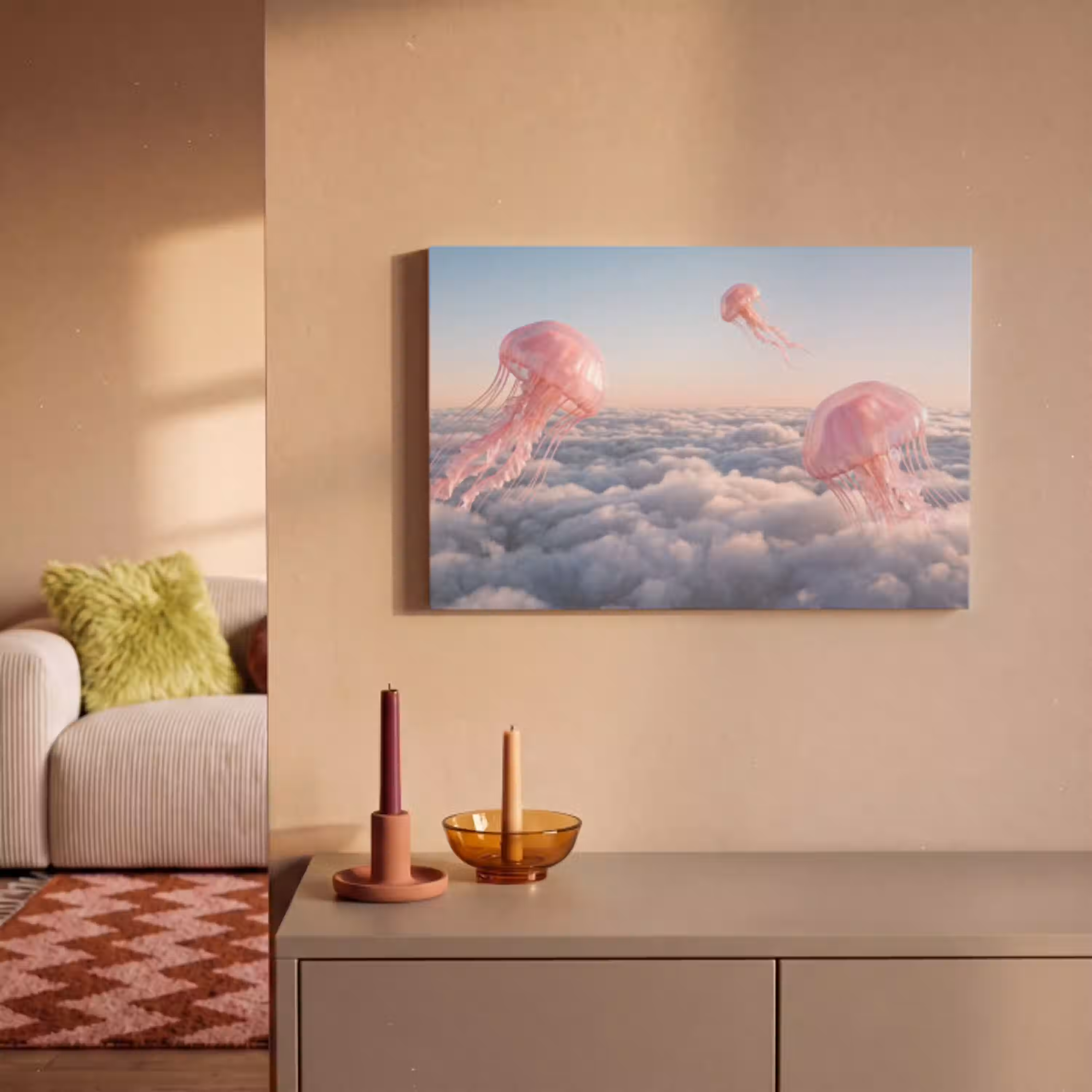 Roze dier - Wolken canvas 2cm klein -sfeer1