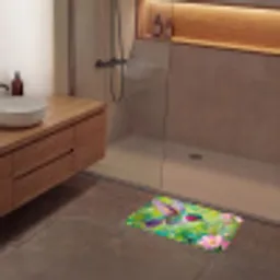 Kolibrie - Bloemen - Natuur - Kleurrijk Badmat klein -sfeer2