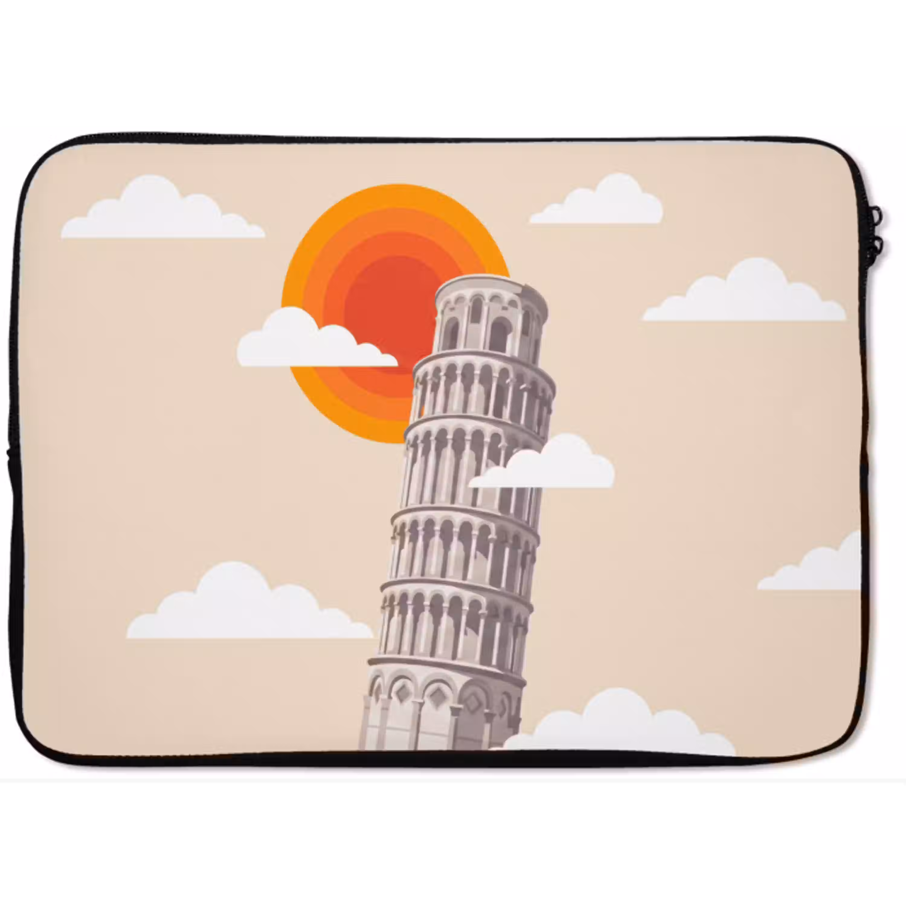 Toren - Pisa - Architectuur - Minimalistisch - Beige laptophoes neopreen klein -zkaufland3dotto