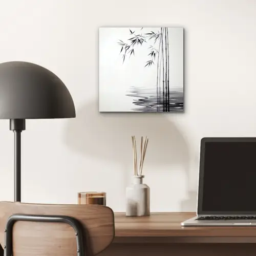 Bamboestammen - Water - Minimalistisch - Wit aluminium wit klein -sfeer5