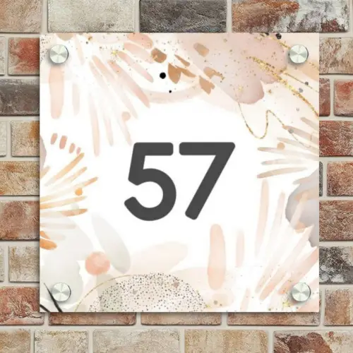 Abstract beige - Traditioneel Naambord Vierkant klein -sfeer2