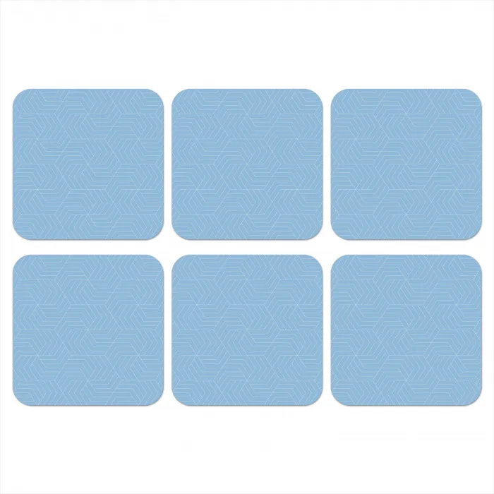 Blauw - Wit - Lijnen - Patroon onderzetter kurk middel 366 -3d