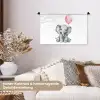 Olifant - Baby dier - Roze ballon Wandkleed katoen klein -tsfeer1_DE