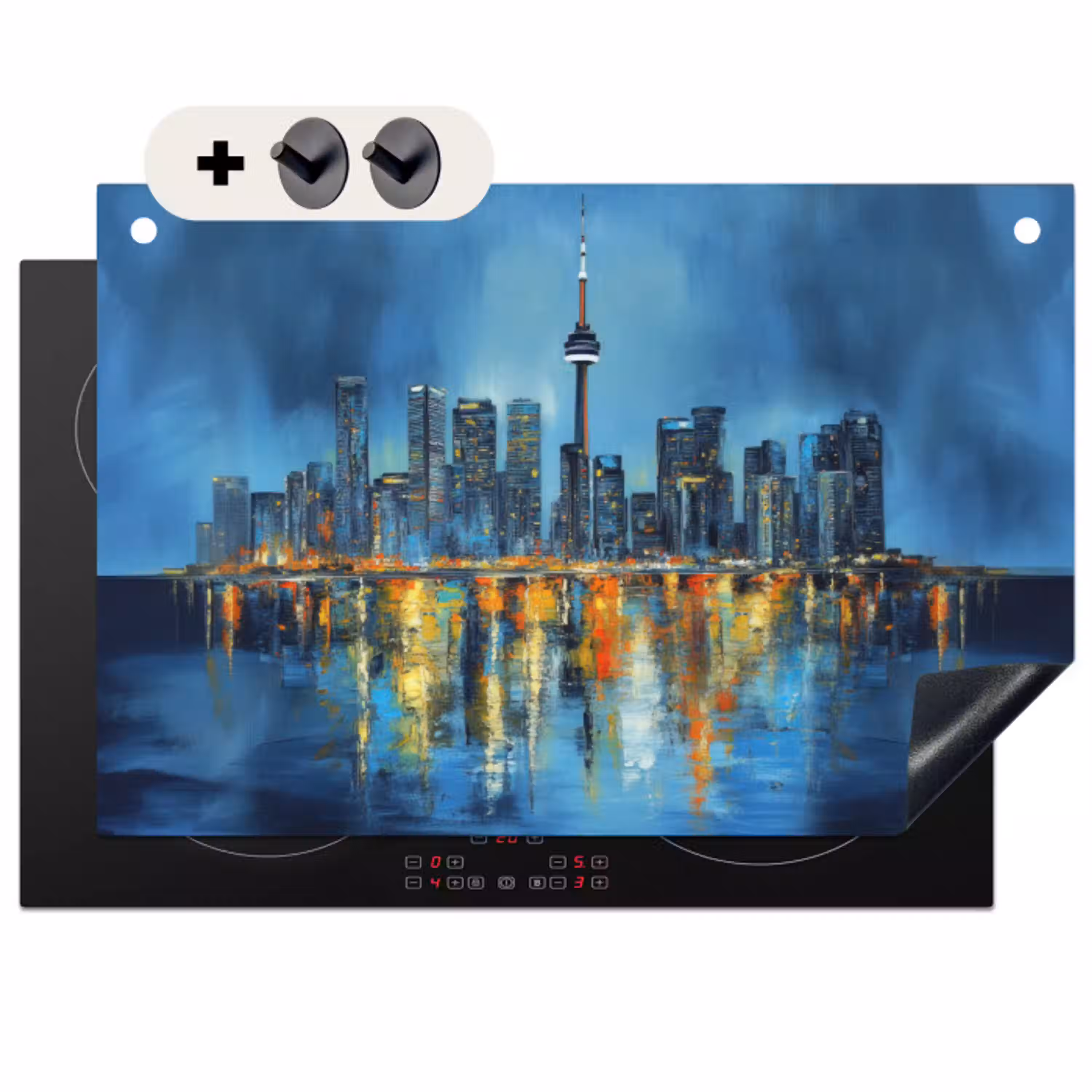Skyline Toronto - Water - Stadslichten - Toren Inductie beschemer met haakjes klein -3d