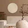 Parallelle lijnen - Lichte textuur - Beige Wandcirkel kunststof plaat 5mm dik klein -sfeer1