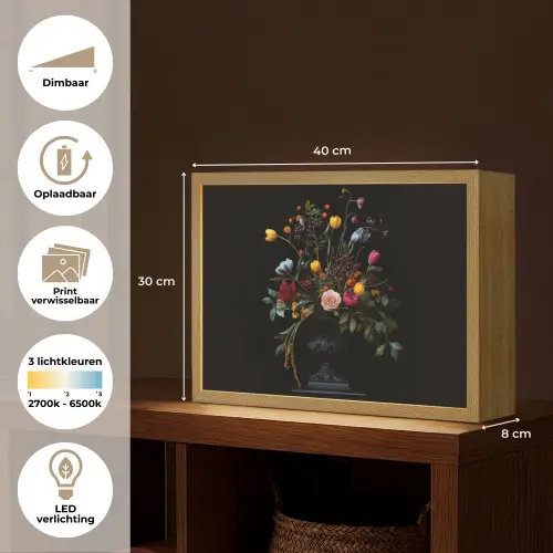 Klassiek - Vaas - Boeket - Bloemen Light Box met batterij (Wandlamp) middel -USP_websiteoverzichtNL