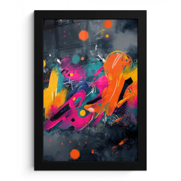 Abstract - Graffiti - Kleurrijk - Verfspatten fotolijst zwart zonder passe partout klein -3d