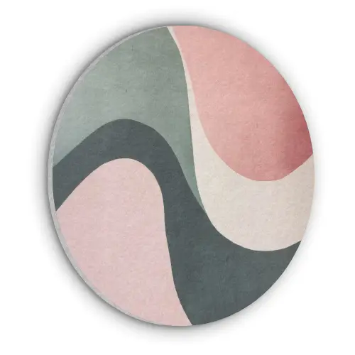Abstract - Golven - Sierlijk - Roze Akoestische PET Vilt - Rond klein -3d