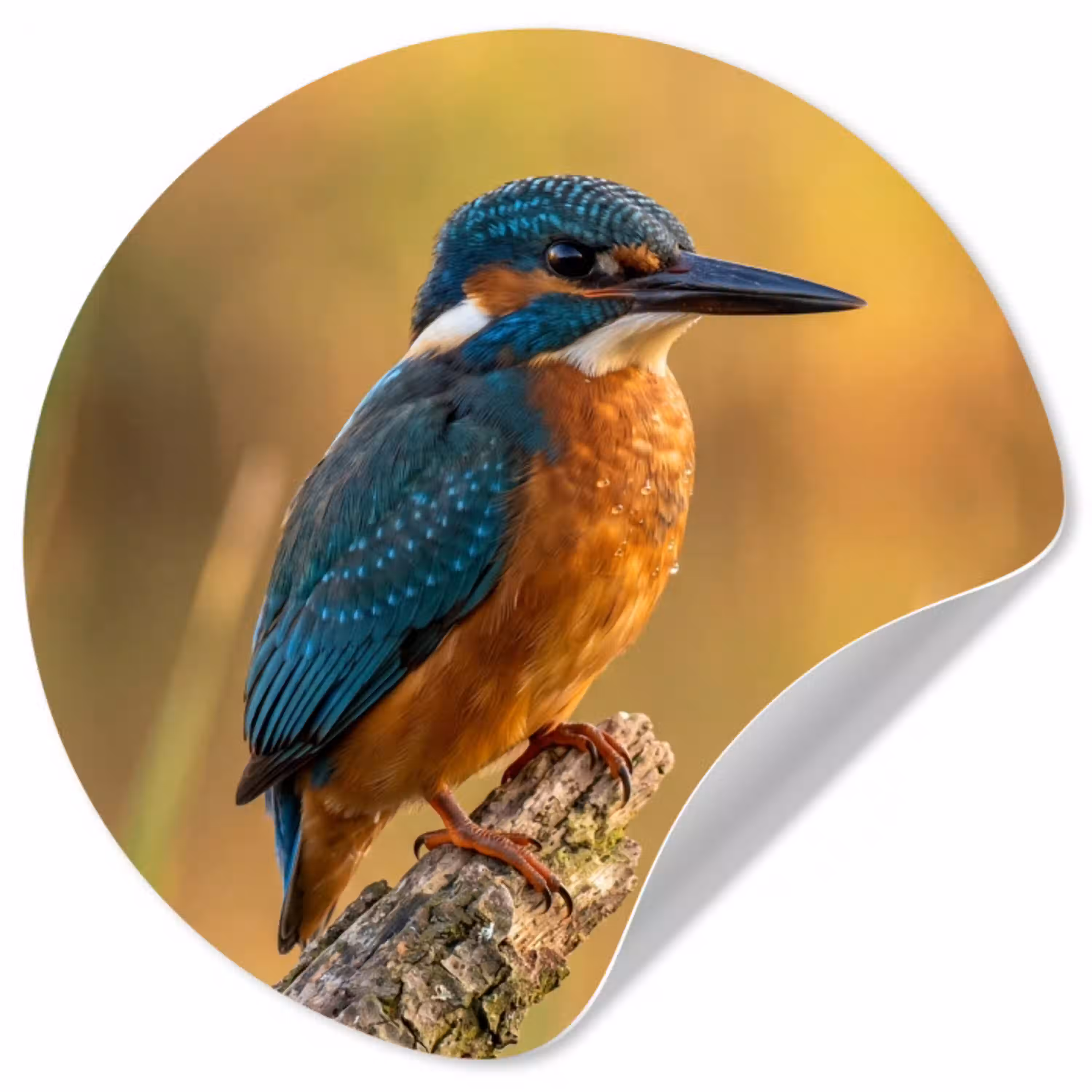 IJsvogel - Tak - Water - Kleurrijk - Levendig Wandcirkel behangsticker klein -3d