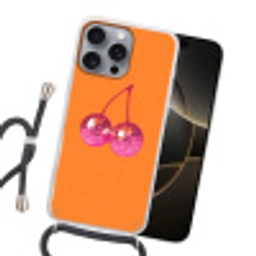 Discoballen - Kers - Spiegels - Roze Hoesje iPhone 16 Pro Max met koord klein -sfeer1