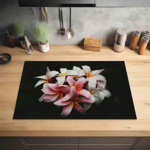 Bloemen - Roze - Zwart - Flora - Botanisch Inductie beschermer vinyl 3mm klein -sfeer5