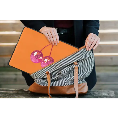 Discoballen - Kers - Spiegels - Roze laptophoes neopreen klein -tas