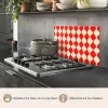 Golvend patroon - Retro - Rood - Beige keuken achterwand spatscherm klein 900 -usp_FR