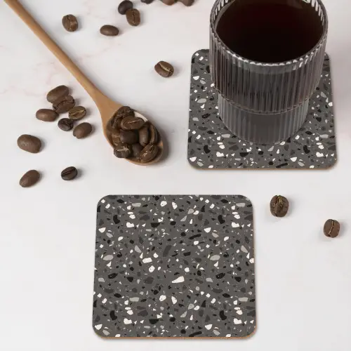 Terrazzo -  Patroon - Grijs onderzetter kurk middel 366 -sfeer2