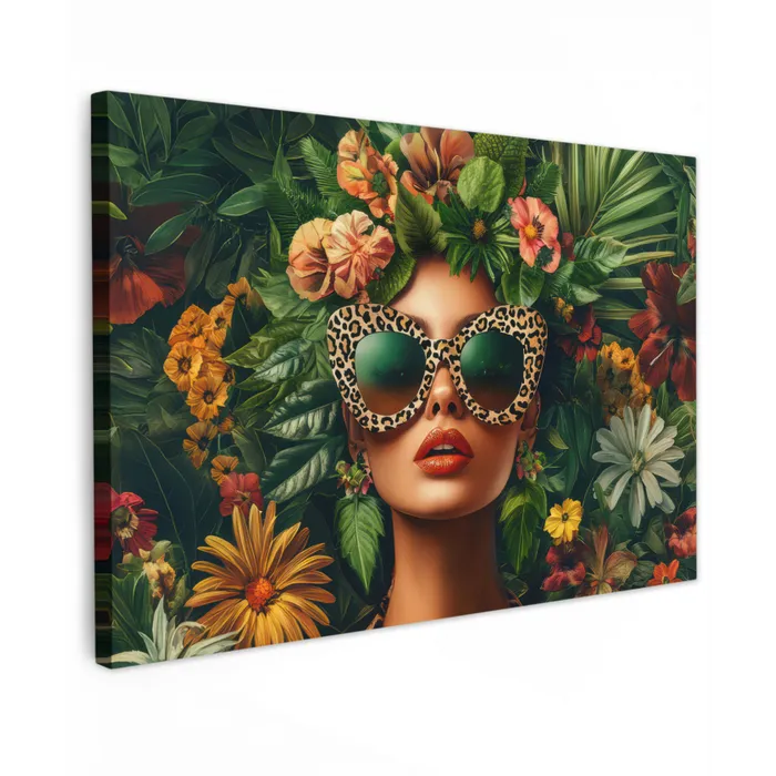 Vrouw - Panterprint - Jungle - Natuur - Luxe canvas 2cm klein -z3d