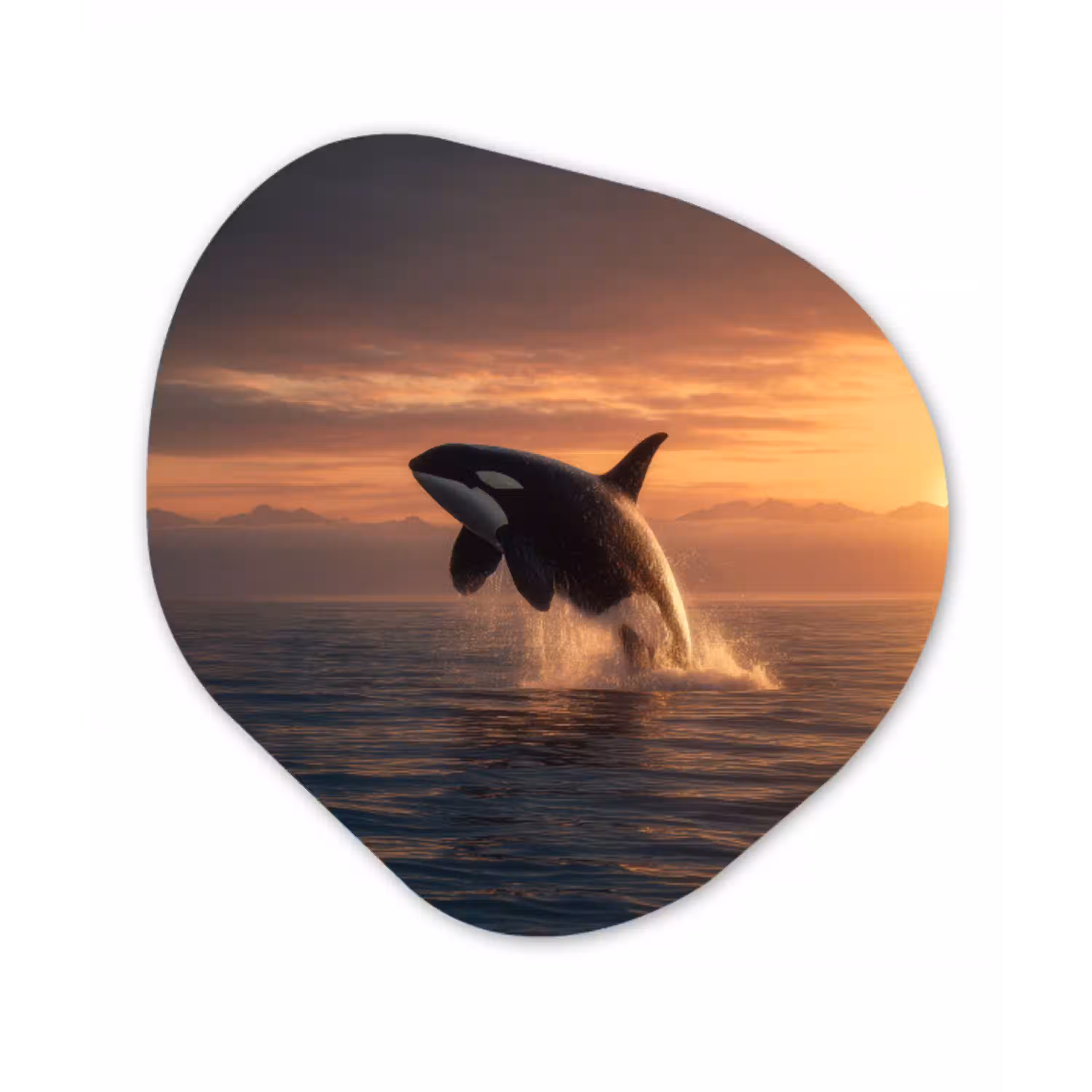 Orka - Zee - Zonsondergang Wandcirkel Organisch Forex 3mm klein -3d