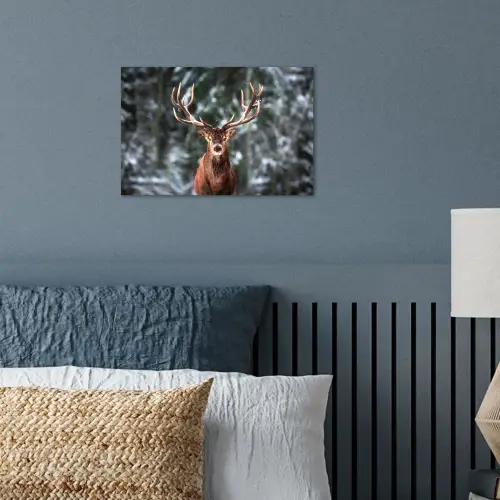 Hert - Winter - Sneeuw - Bos - Natuur - Dier poster papier klein -sfeer2