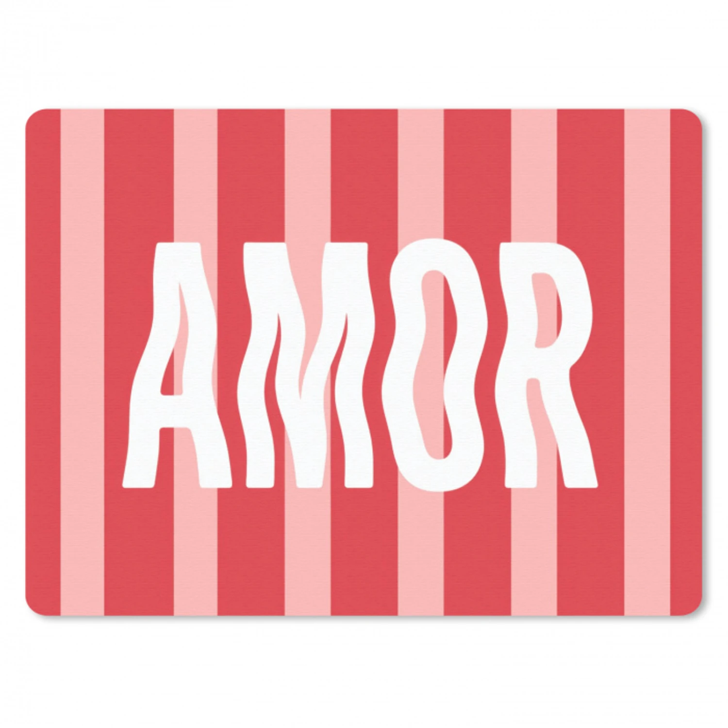 Amor - Strepen - Rood - Roze muismat rubber klein -3d