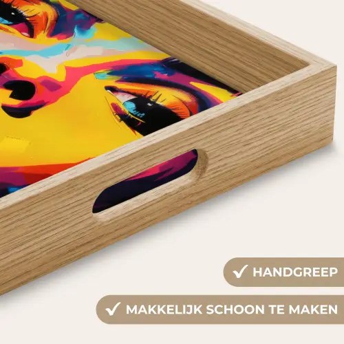 Vrouw - Gezicht - Kleurrijk Dienblad Rechthoek middel -USP_HandgreepNL