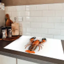 Kreeft - Zwart - Oranje - Wit - Uniek Inductie beschermer vinyl 3mm klein -sfeer3