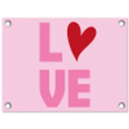 Love - Roze - Hart - Valentijn tuinposter los doek klein -3d
