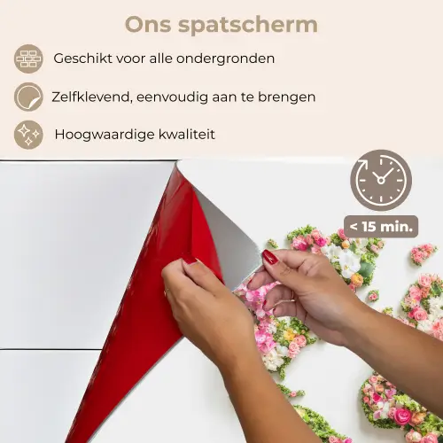 Wereldkaart - Bloemen - Subtiel keuken achterwand spatscherm klein -spatscherm_NL