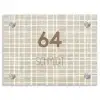 Beige raster - Modern Naambord Rechthoek middel -3d